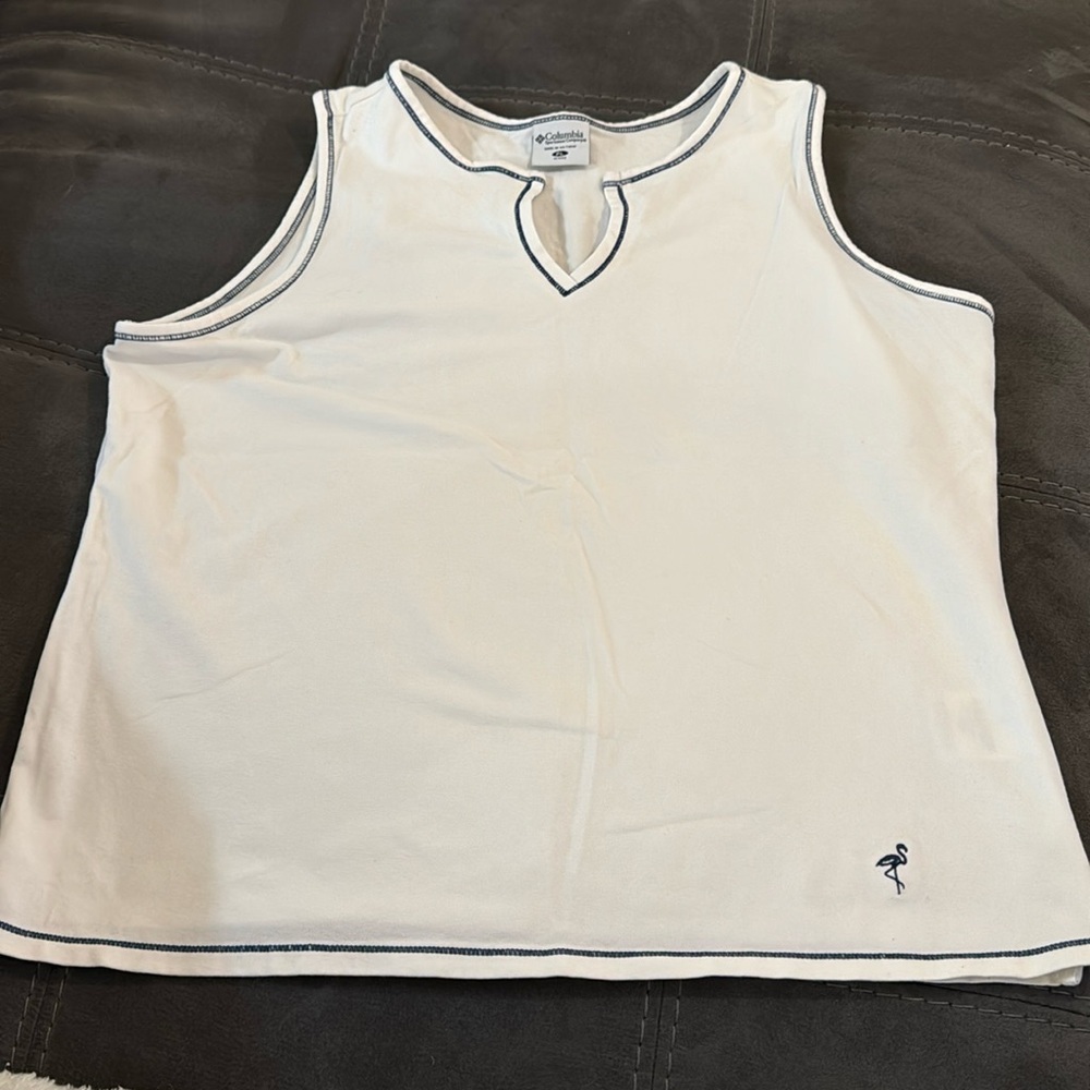 Columbia White Athletic Vintage Tank Top Size Large Petite